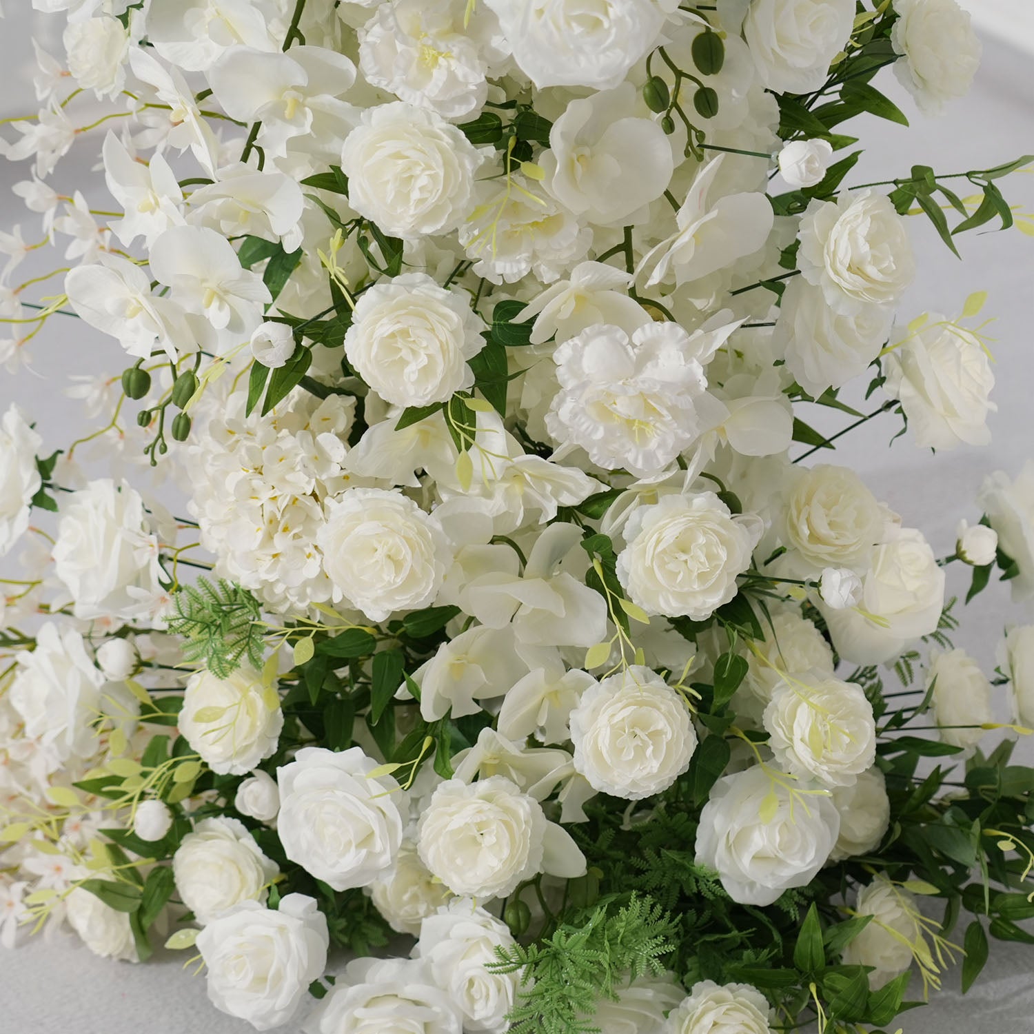 Uflower White Rose Green Leaf Floral Horn Arch Wedding Party Backdrop Decor